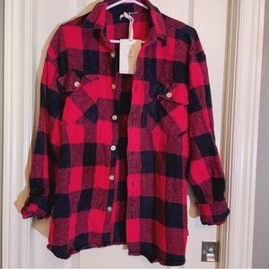 NWT Urban renewal Red Plaid flannel unisex